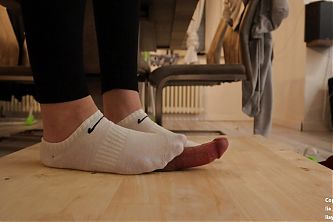 Cockboard with white Nike socks